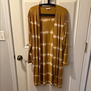 Maurice’s gold and white Tie-Dye Open Cardigan Size L SMOKE FREE